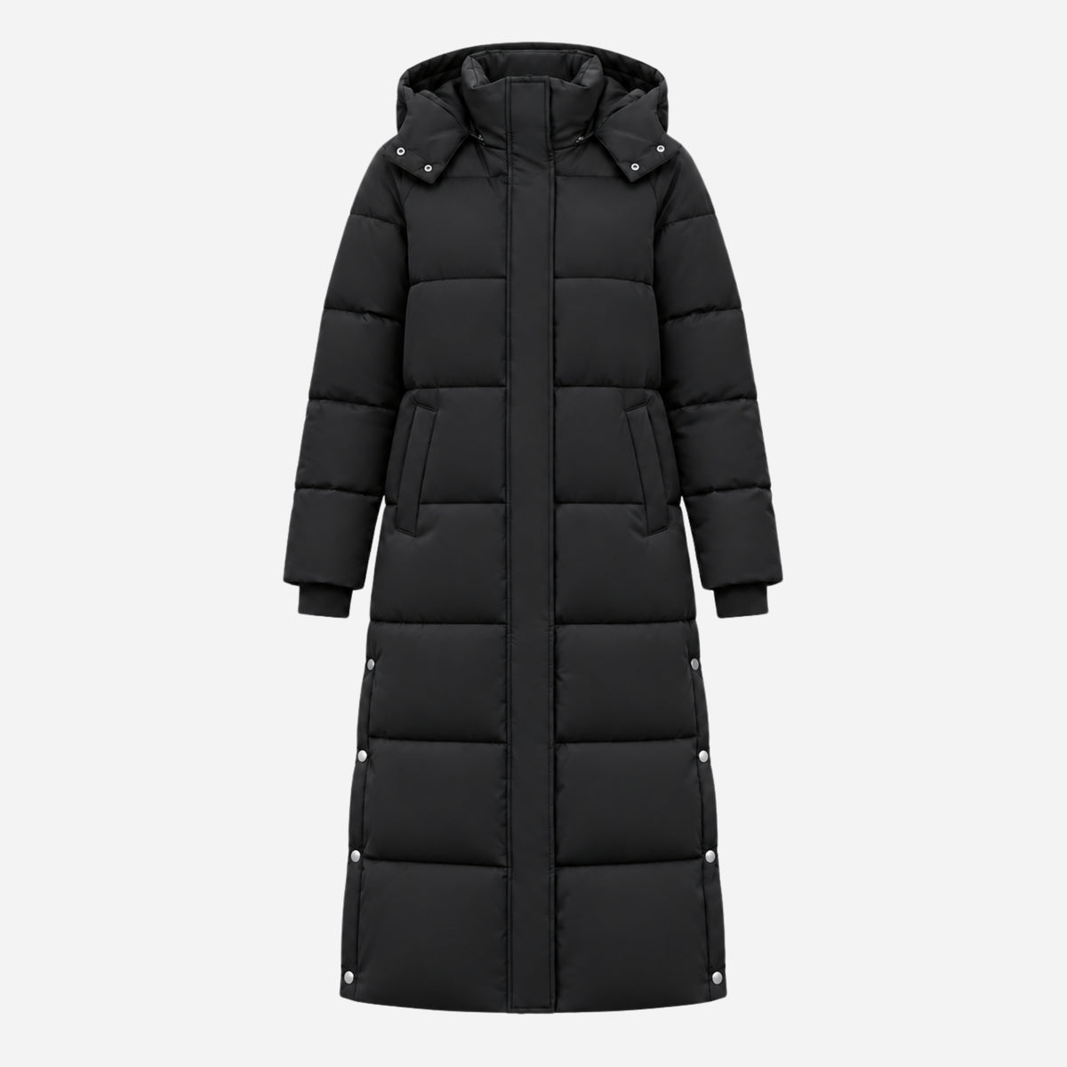 Women's Hooded Long Puffer Coat-Fowsa