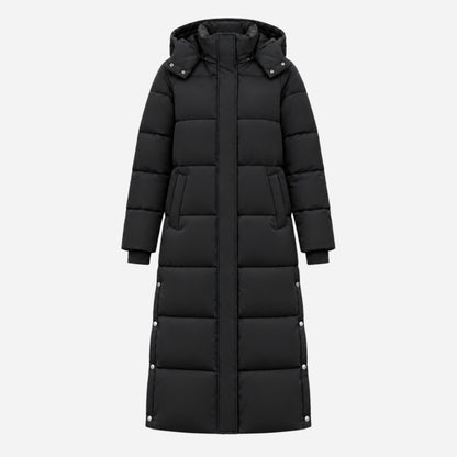 Women's Hooded Long Puffer Coat-Fowsa