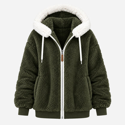 Women's Hooded Teddy Fleece Jacket-Fowsa