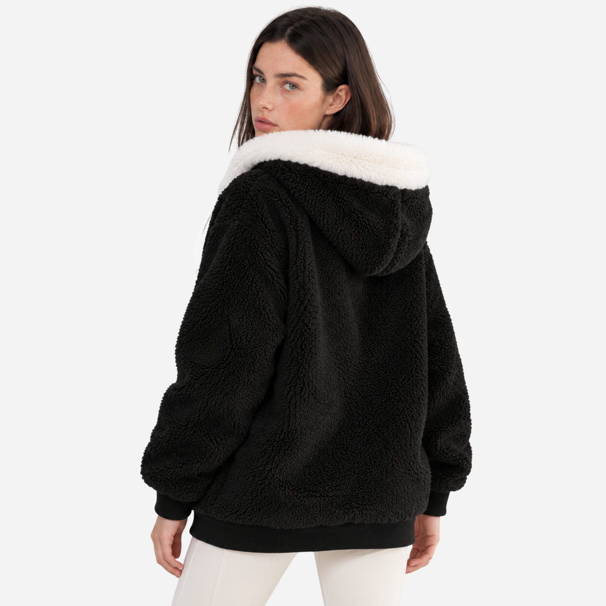 Women's Hooded Teddy Fleece Jacket-Fowsa
