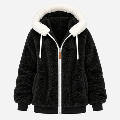 Women's Hooded Teddy Fleece Jacket-Fowsa