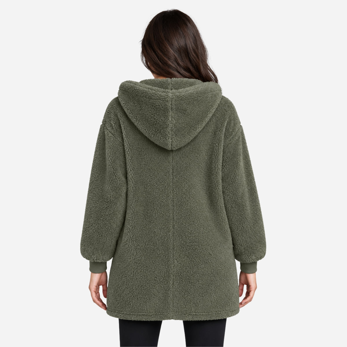 Women’s Hooded Zip Front Teddy Coat-Fowsa