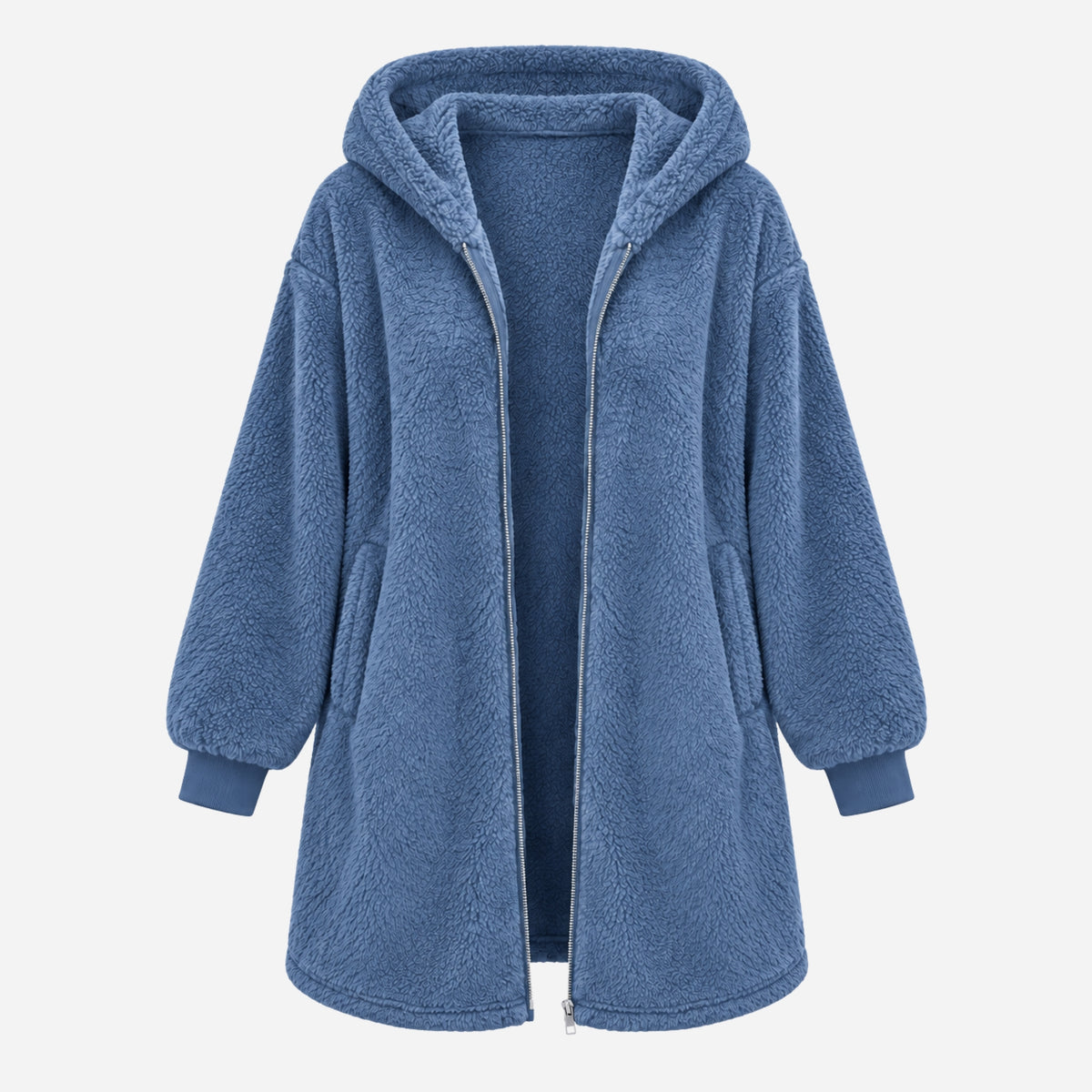 Women’s Hooded Zip Front Teddy Coat-Fowsa