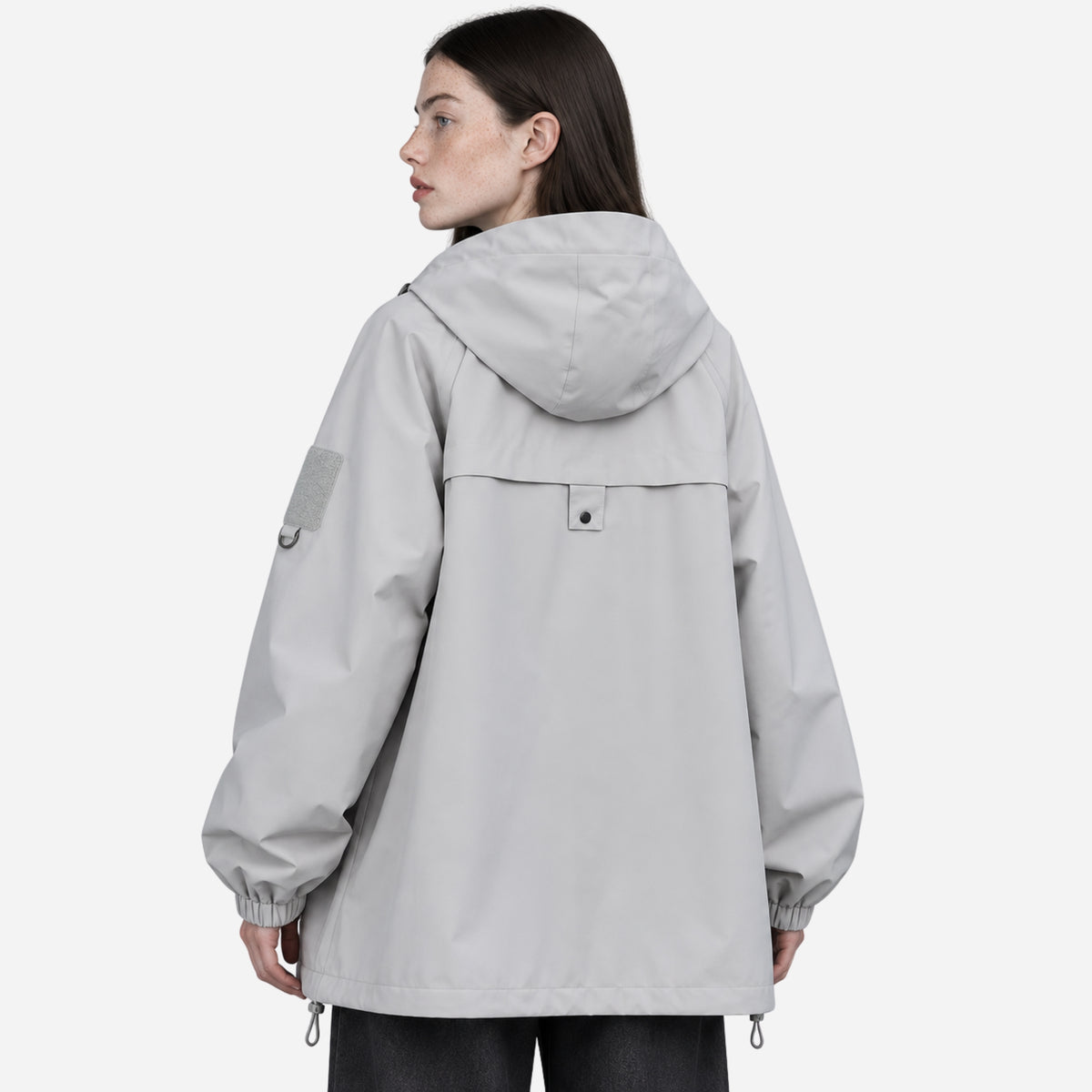 Women's Oversized Hooded Utility Windbreaker Jacket-Fowsa