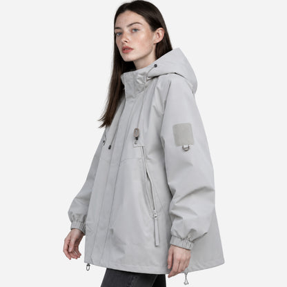 Women's Oversized Hooded Utility Windbreaker Jacket-Fowsa