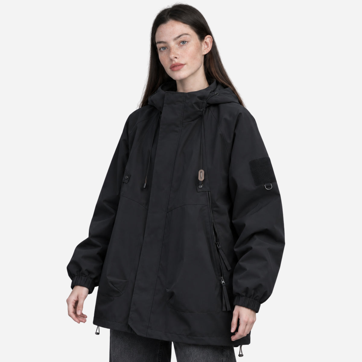 Women's Oversized Hooded Utility Windbreaker Jacket-Fowsa