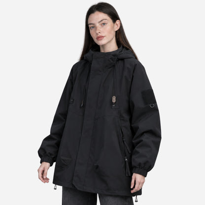 Women's Oversized Hooded Utility Windbreaker Jacket-Fowsa