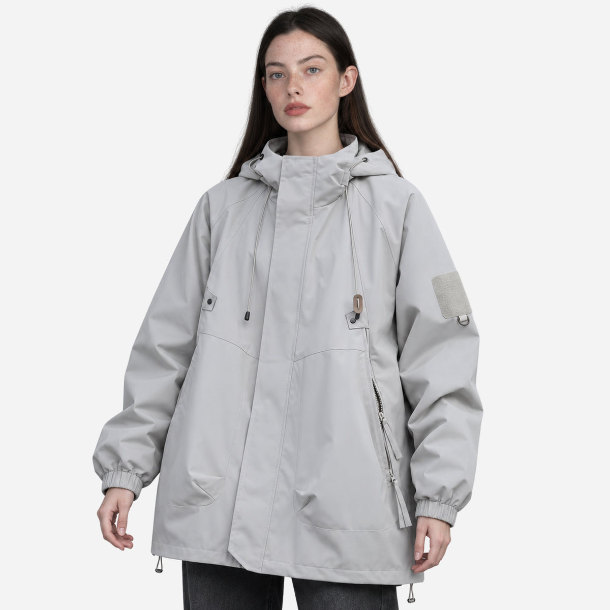 Women's Oversized Hooded Utility Windbreaker Jacket-Fowsa