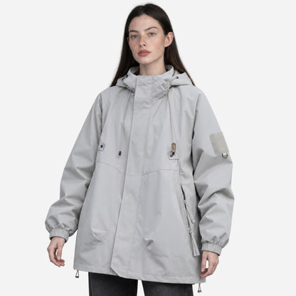 Women's Oversized Hooded Utility Windbreaker Jacket-Fowsa