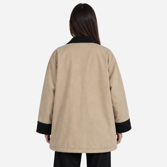 Women's Quilted Lined Button Jacket-Fowsa