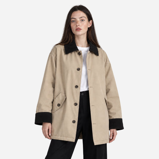 Women's Quilted Lined Button Jacket-Fowsa