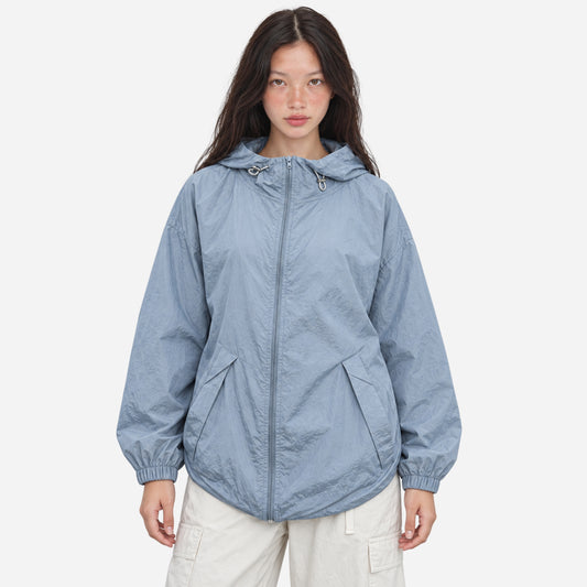Women's Relaxed Hooded Zip-Up Windbreaker Jacket-Fowsa