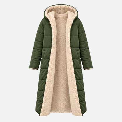 Women's Reversible Sherpa-Lined Long Puffer Coat-Fowsa