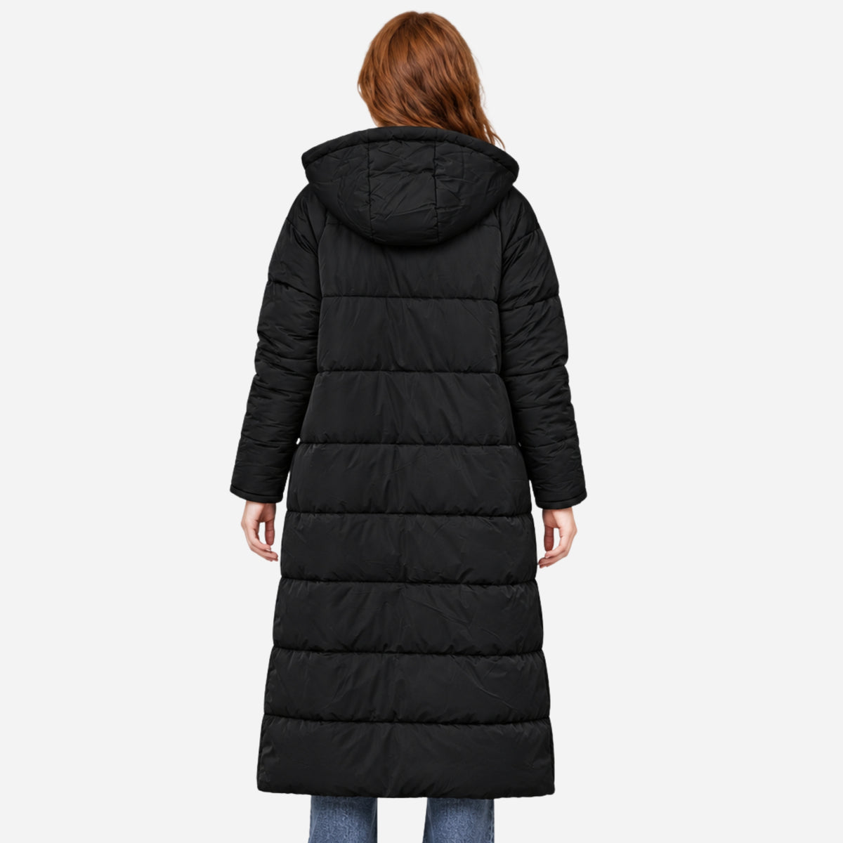Women's Reversible Sherpa-Lined Long Puffer Coat-Fowsa