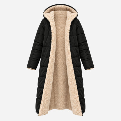 Women's Reversible Sherpa-Lined Long Puffer Coat-Fowsa