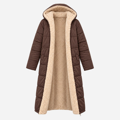 Women's Reversible Sherpa-Lined Long Puffer Coat-Fowsa
