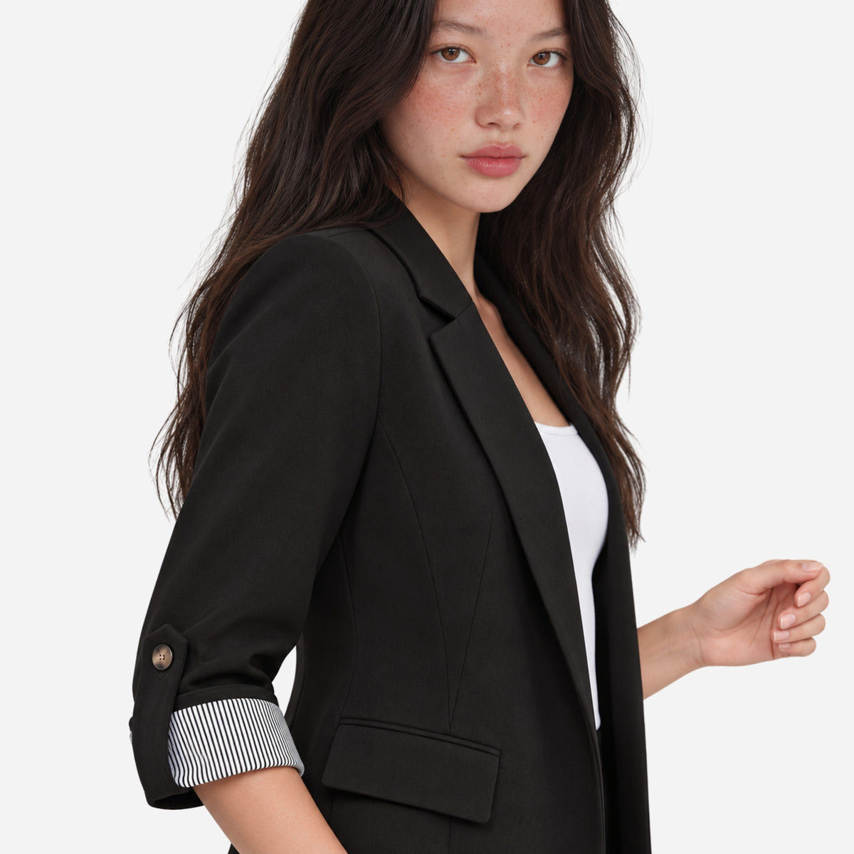 Women’s Single Button Tailored Blazer Jacket-Fowsa