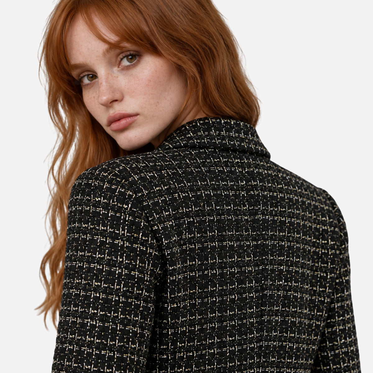 Women’s Textured Double Breasted Blazer Jacket-Fowsa