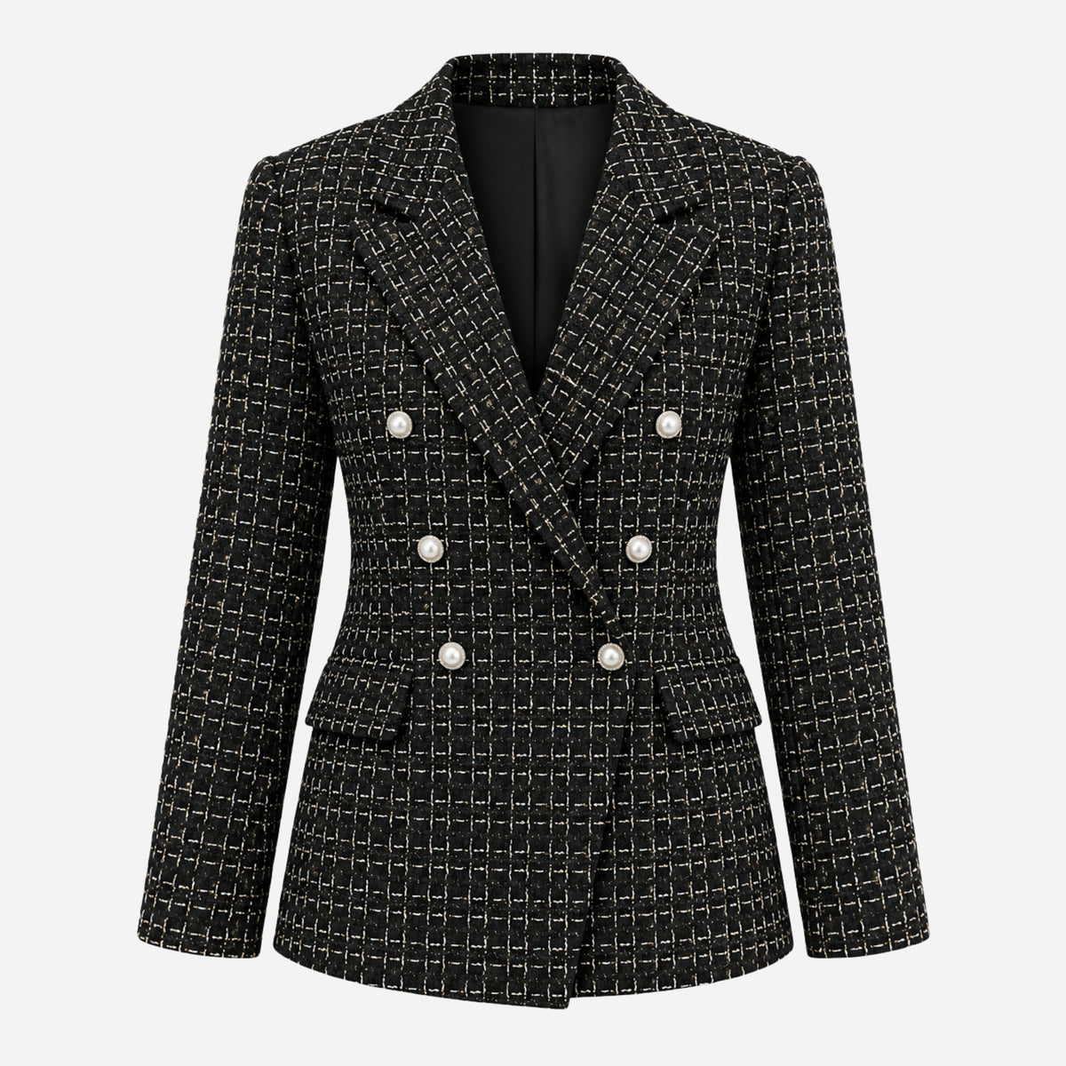 Women’s Textured Double Breasted Blazer Jacket-Fowsa