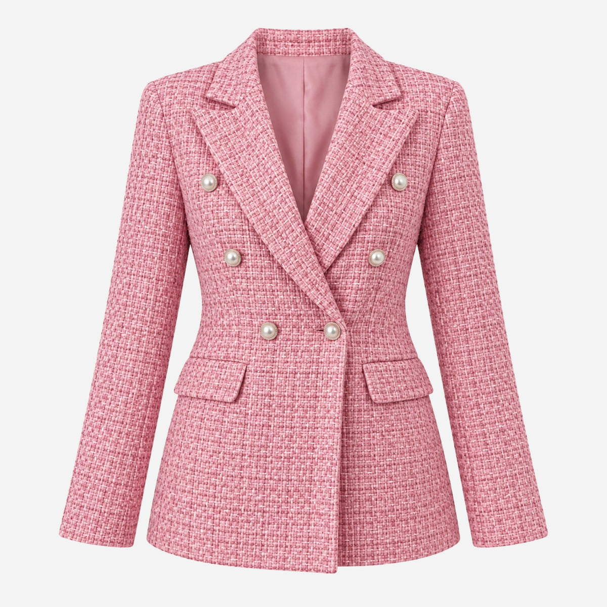 Women’s Textured Double Breasted Blazer Jacket-Fowsa