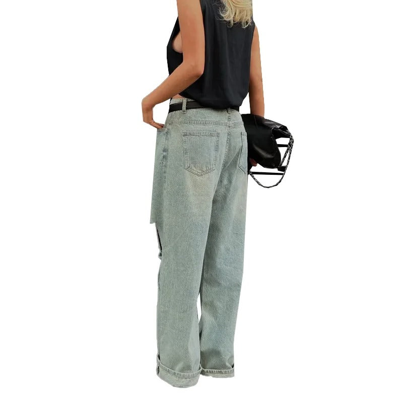 Sage Green High-Rise Wide-Leg Jeans