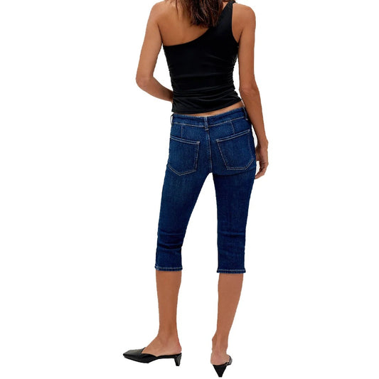 Dark Blue Slim-Fit Cropped Denim Jeans