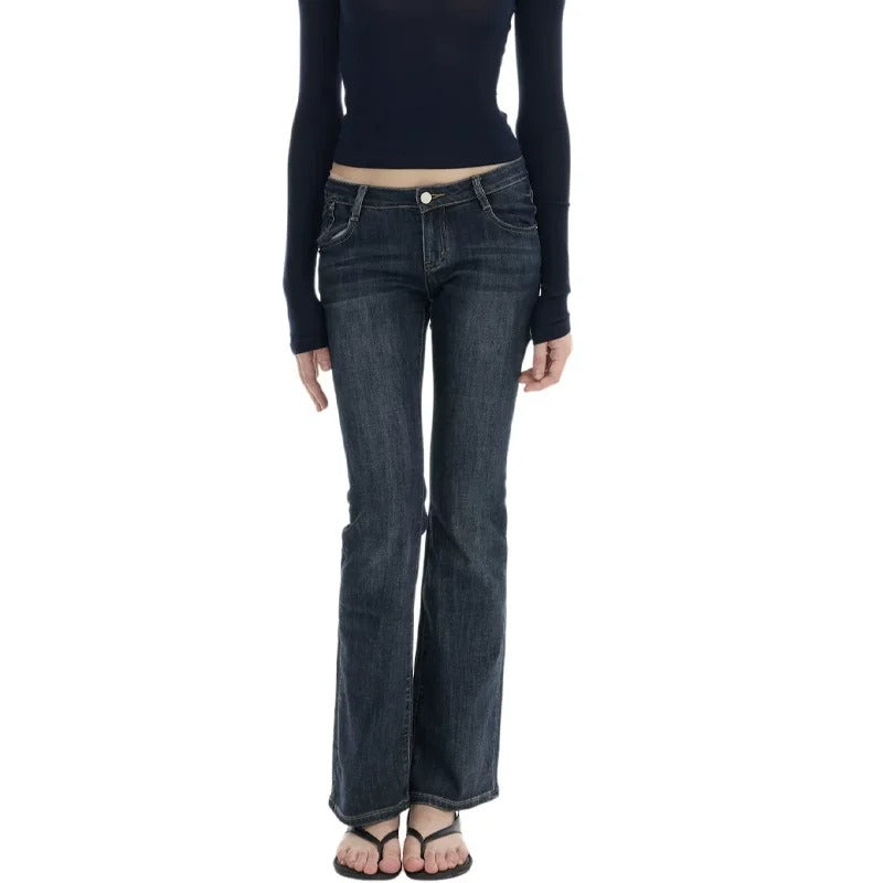 Dark Indigo Low-Rise Bootcut Jeans